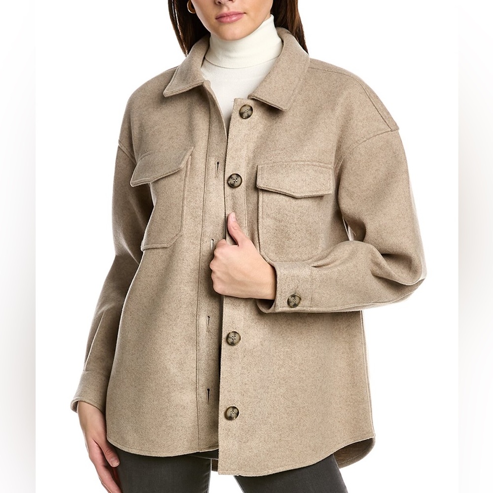Avec Les Filles Boyfriend Shacket Shirt Jacket Oat Melange